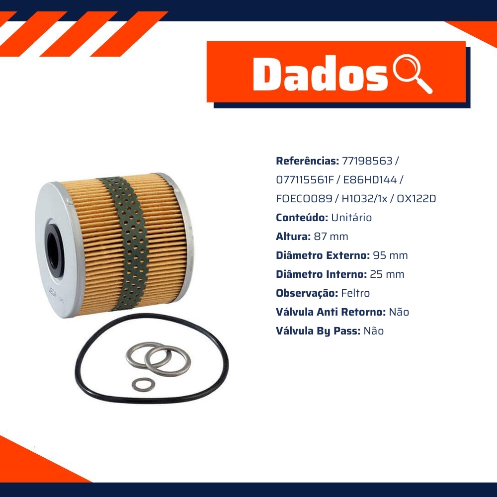 Filtro de Óleo Lubrificante para Audi A8 e S8 - Wega - WEO-0620
