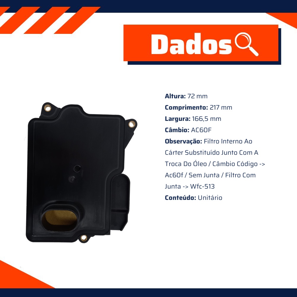 Filtro de Óleo do Câmbio Automático para Toyota Hilux e SW4 - Wega - WFC-213