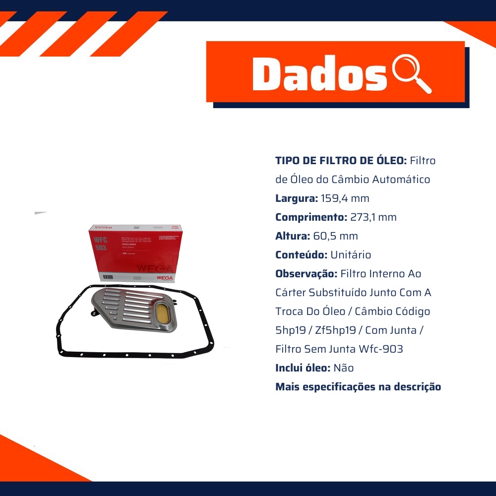 Filtro de Óleo do Câmbio Automático para Audi A4 - Wega - WFC-503