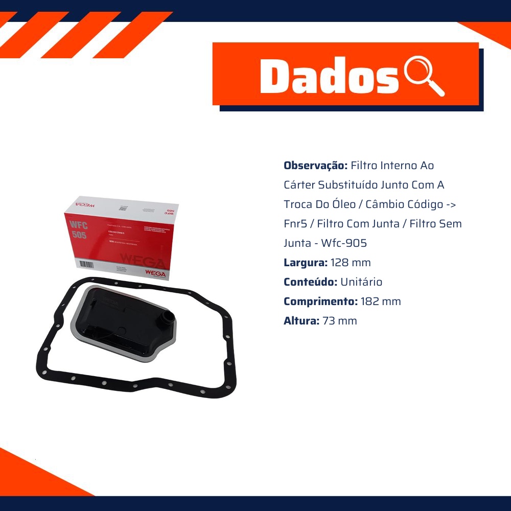 Filtro de Óleo do Câmbio Automático para Ford Fusion - Wega - WFC-505