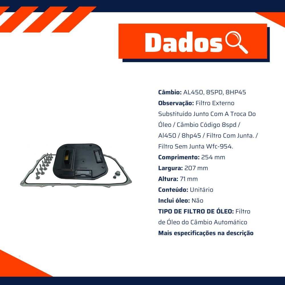 Filtro de Óleo do Câmbio Automático para Volkswagen Amarok - Wega - WFC-554