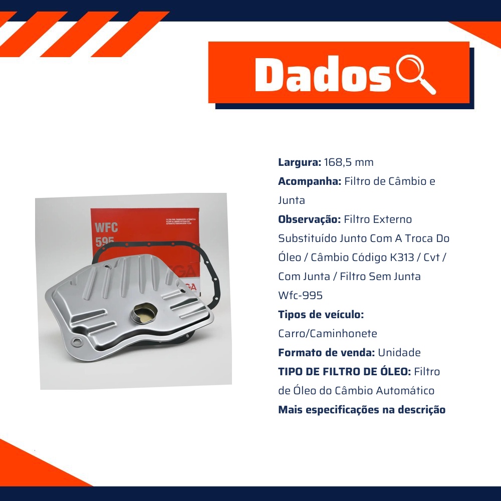 Filtro de Óleo do Câmbio Automático para Toyota YARIS e YARIS SEDAN - Wega - WFC-595
