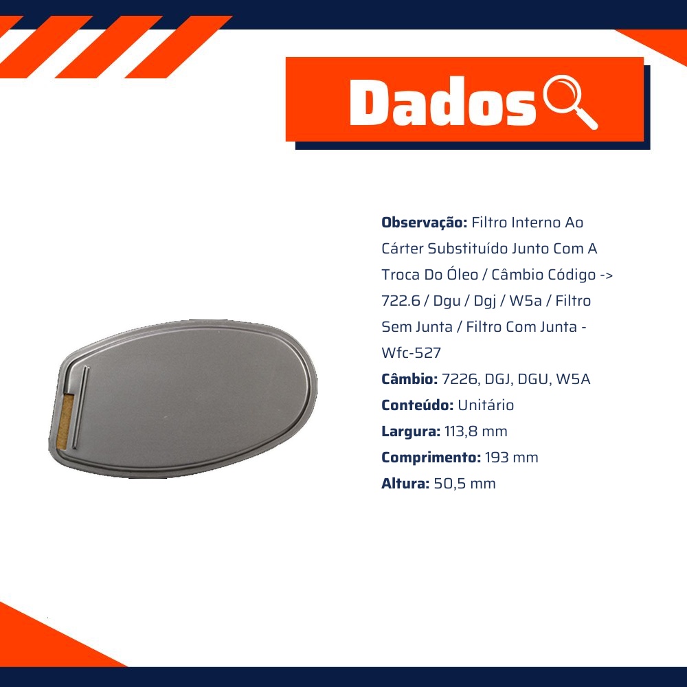 Filtro de Óleo do Câmbio Automático para Jeep Grand Cherokee - Wega - WFC-927