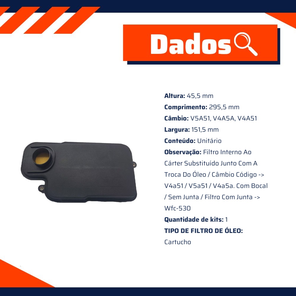 Filtro de Óleo do Câmbio Automático - Wega - WFC-930