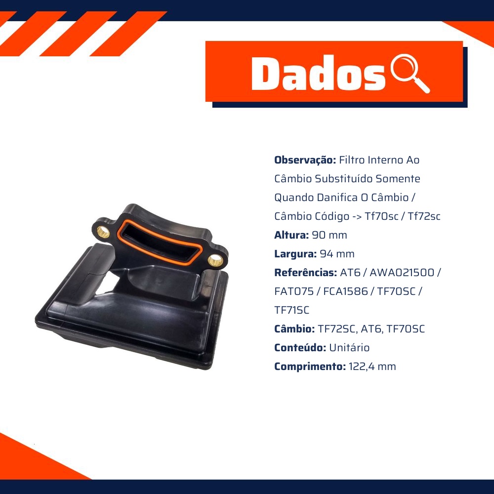 Filtro de Óleo do Câmbio Automático para Peugeot 2008 e 208 - Wega - WFC-942