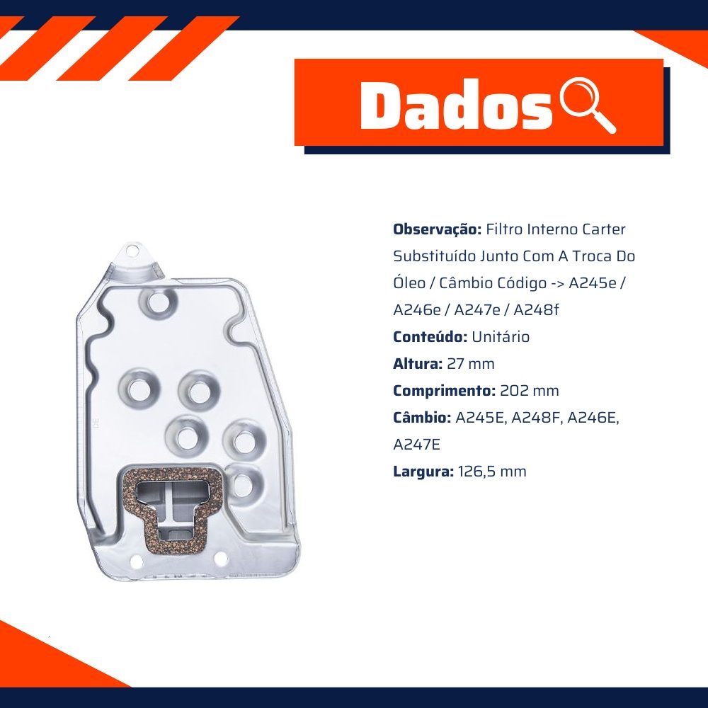 Filtro de Óleo do Câmbio Automático para Toyota Corolla e Fielder - Wega - WFC-973