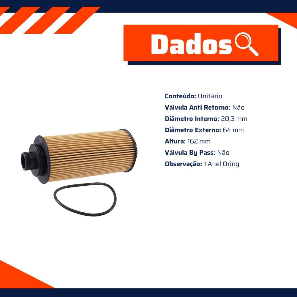 Filtro de Óleo Lubrificante para Chevrolet S10 e Trailblazer - Wega - WOE-314