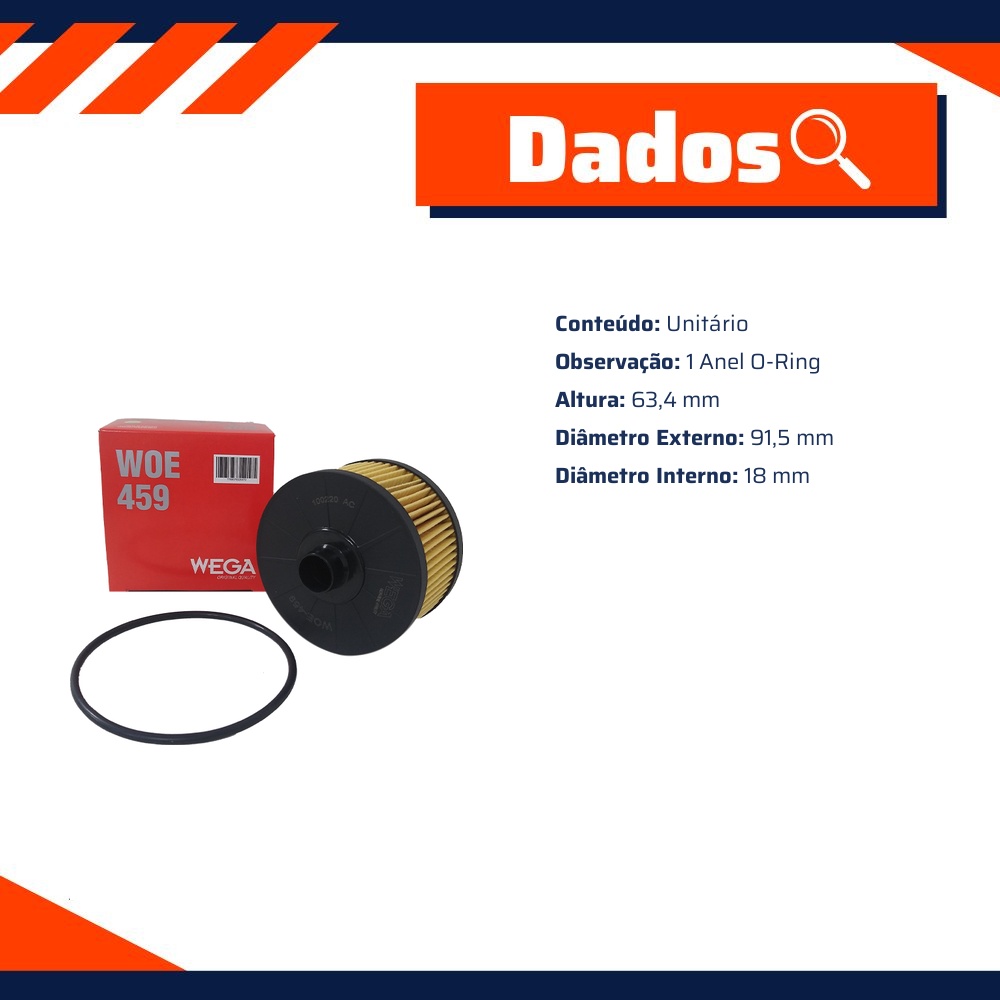 Filtro de Óleo Lubrificante para Mercedes-Benz A 200 Sedan e GLB 200 - Wega - WOE-459