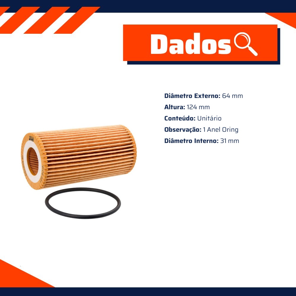Filtro de Óleo Lubrificante para Volkswagen Amarok - Wega - WOE-681
