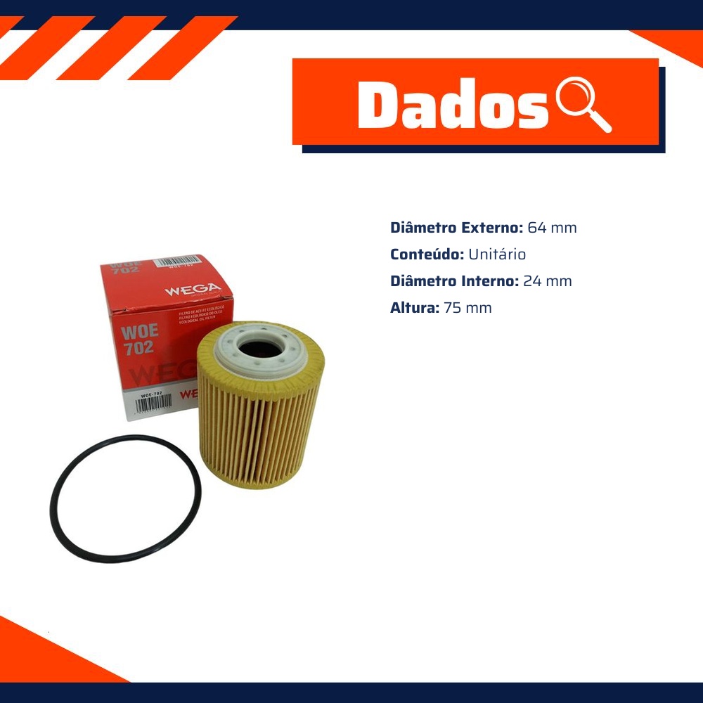Filtro de Óleo Lubrificante para Citroen Jumpy e Fiat Scudo - Wega - WOE-702