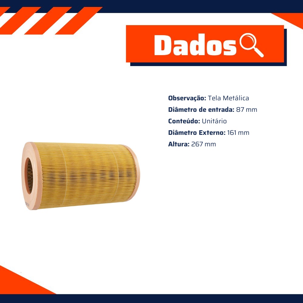 Filtro de Ar para Chevrolet S10 e Trailblazer - Wega - WR-295