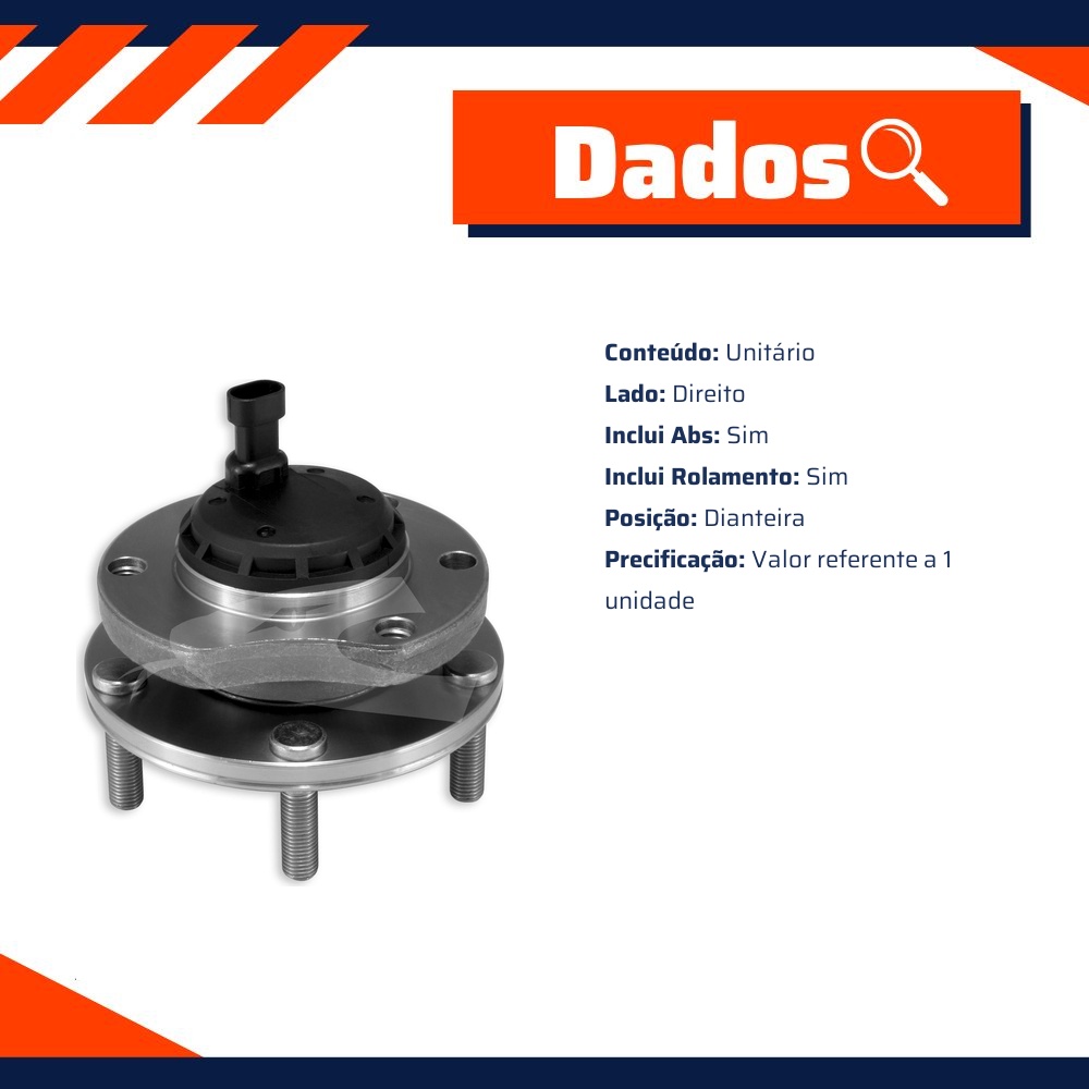 Cubo de Roda Dianteiro Direito com Rolamento e ABS para Chevrolet Omega - Cobra Automotiva - CR-416 C