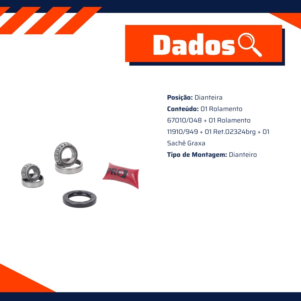 Kit Rolamento Roda Dianteira para Volkswagen Kombi - Cobra Automotiva - RK8