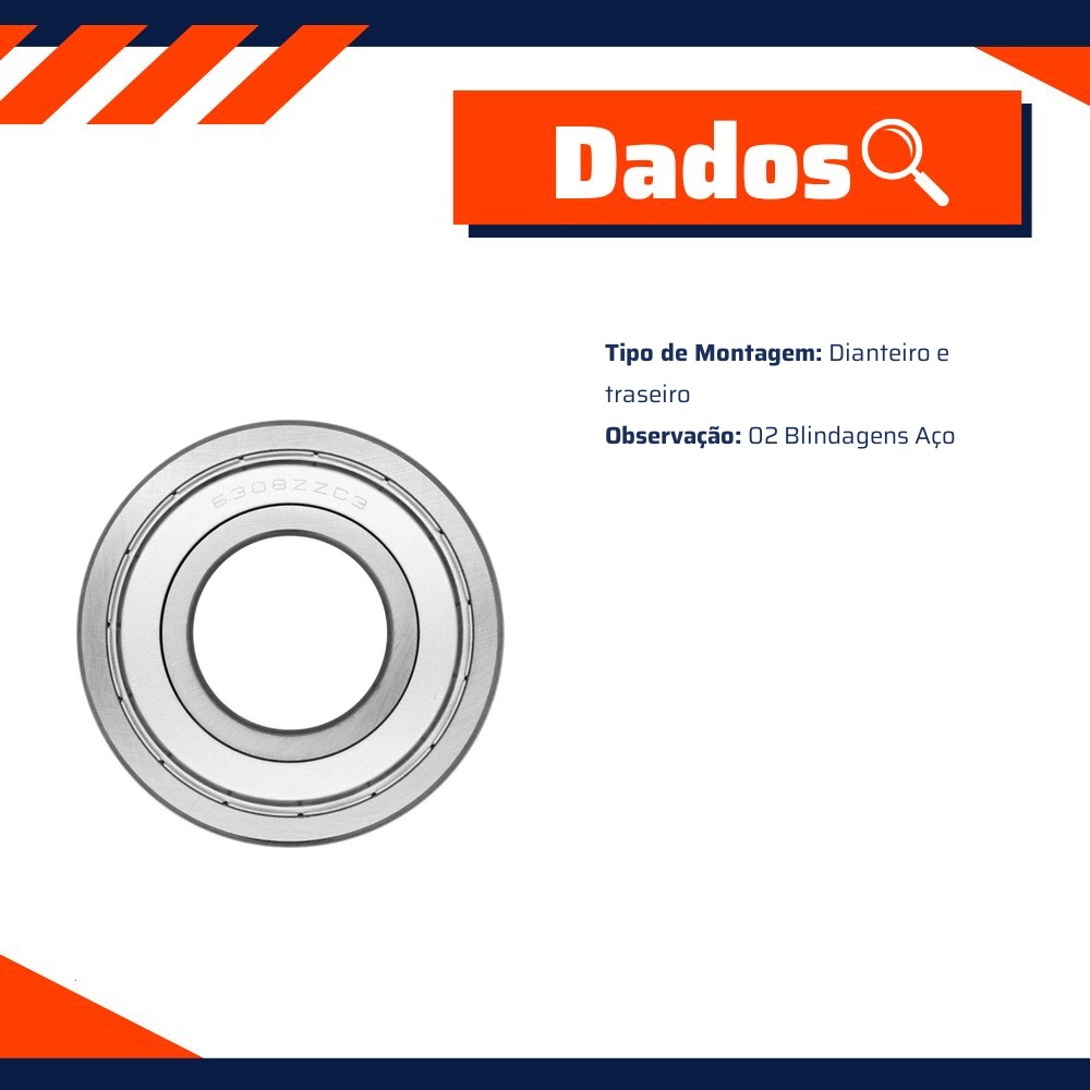 Rolamento Radial Fixo de Esferas - Cobra Automotiva - PR6308ZZC3