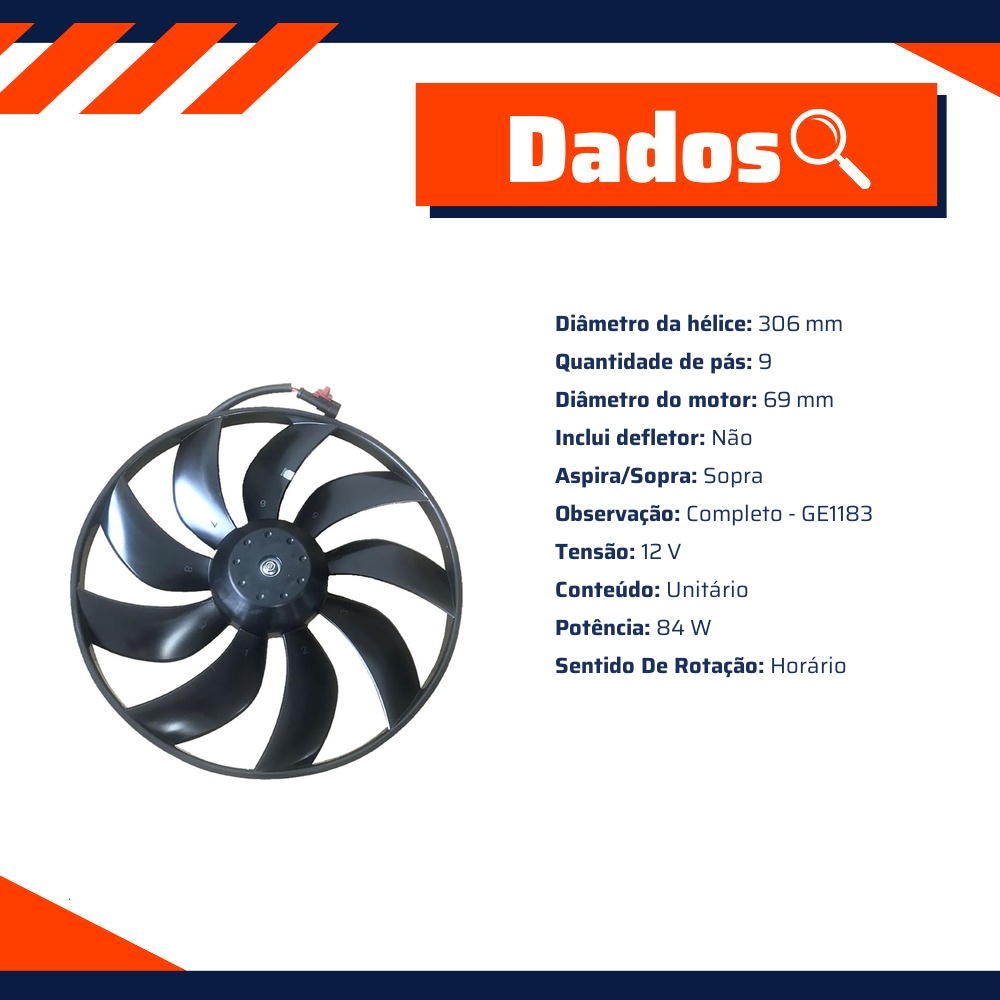 Eletroventilador 12V 84W para Renault Kwid - Gauss - GE1184