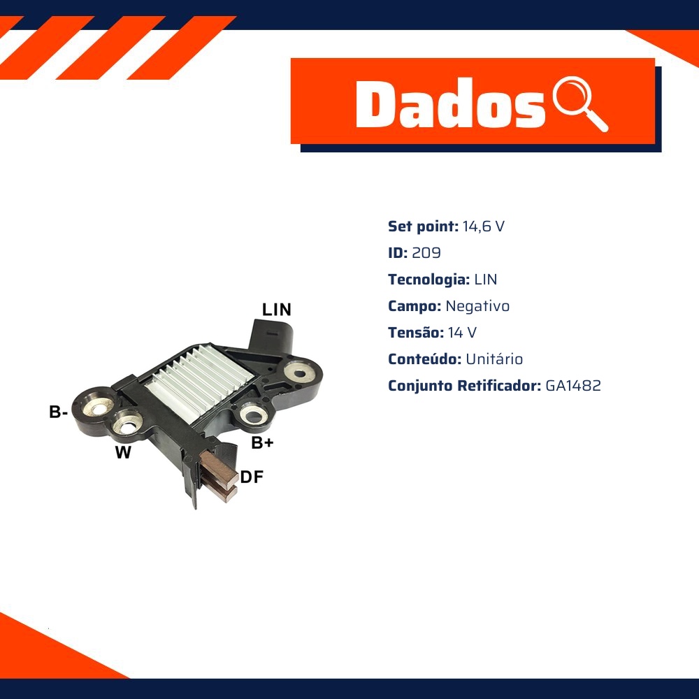 Regulador de Voltagem 14V para Toyota Hilux e SW4 - Gauss - GA382