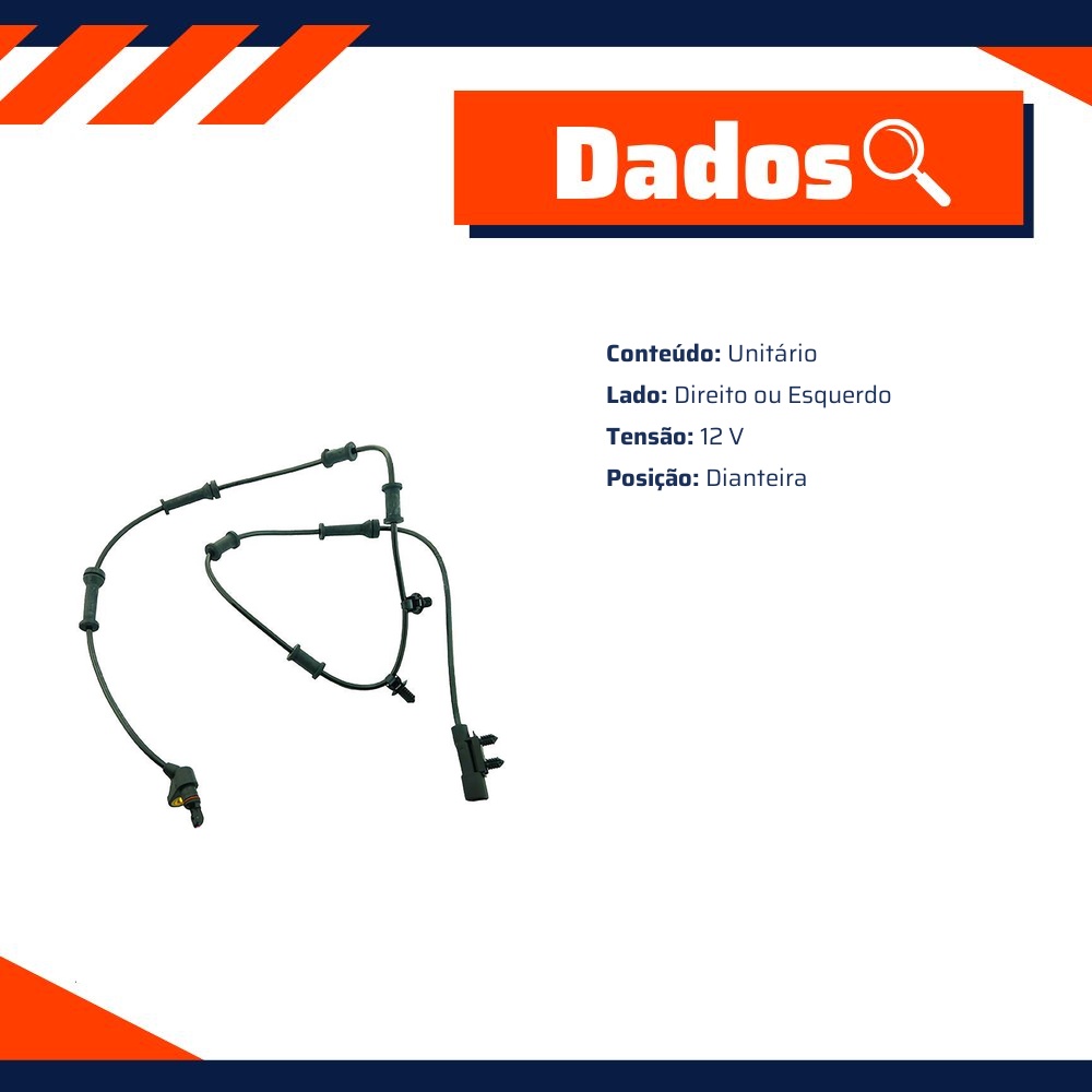 Sensor ABS Dianteiro Direito ou Esquerdo para Jeep Wrangler - Gauss - GS2125