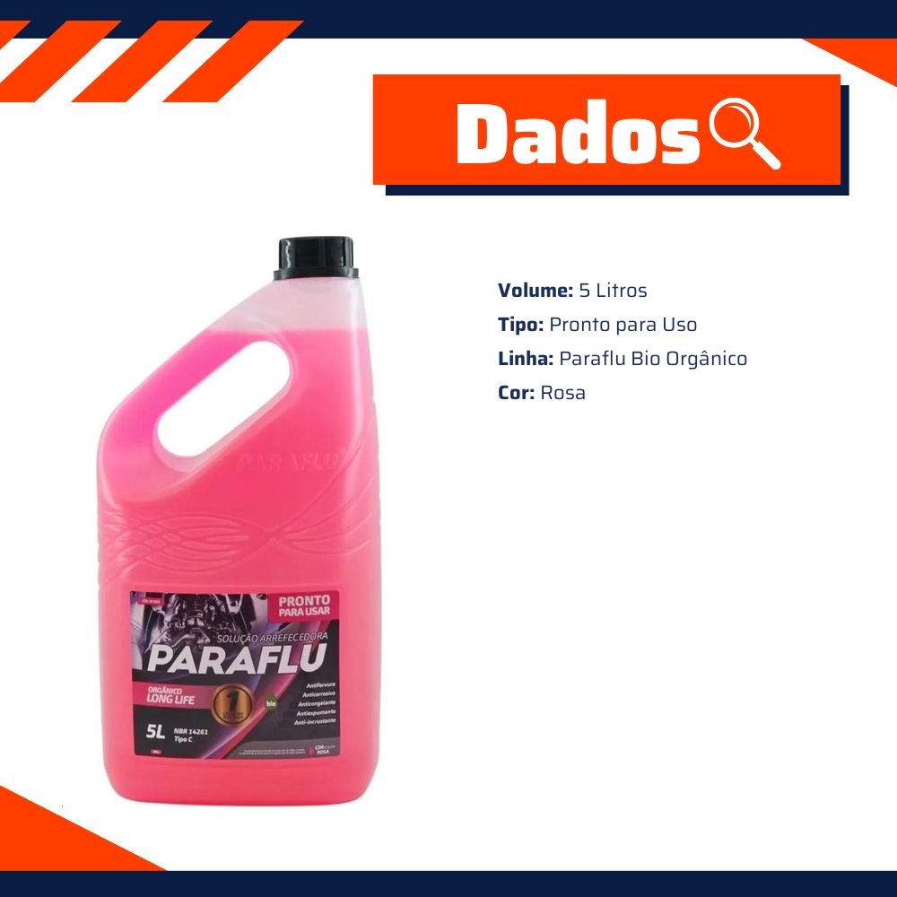 Aditivo para Radiador Rosa Bio Orgânico Pronto para Uso 5 Litros - Paraflu - 10-3022