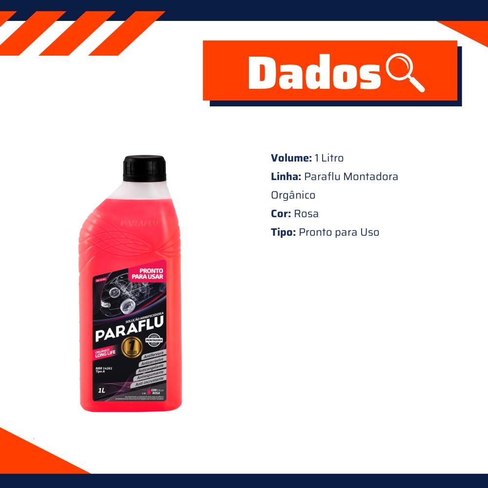 Aditivo para Radiador Rosa Paraflu Montadora Orgânico Pronto para Uso 1 Litro - Paraflu - 10-3051