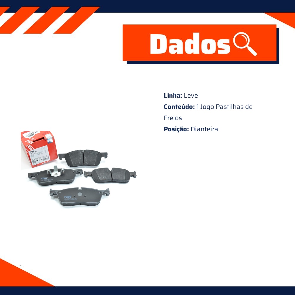 Pastilhas Freio Dianteira Antirruído Cotec para Land Rover Discovery - TRW - GDB2100