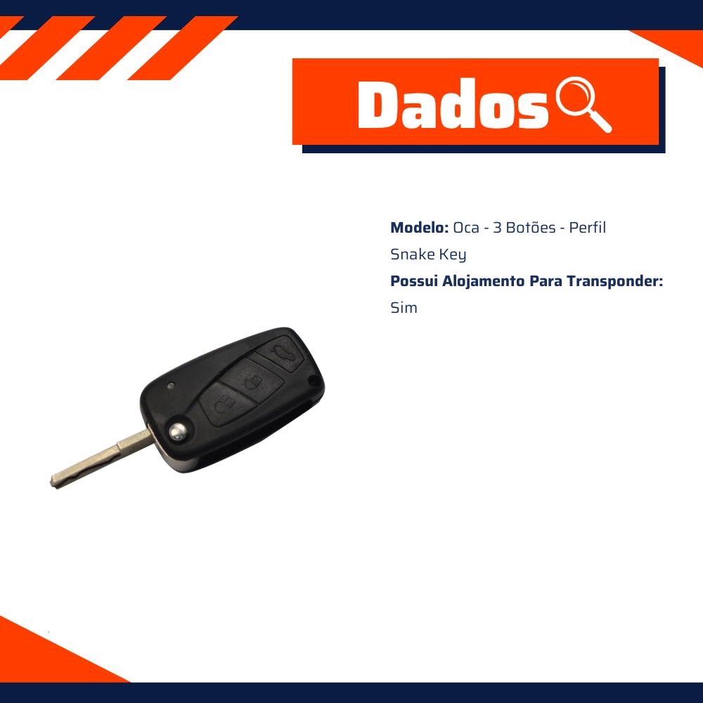 Chave Sem Segredo Oca Perfil Snake Key 3 Botões - Universal - 71250