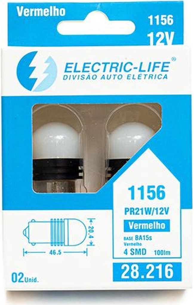 2 Lâmpada Led 1156 - Electric-Life - 28216