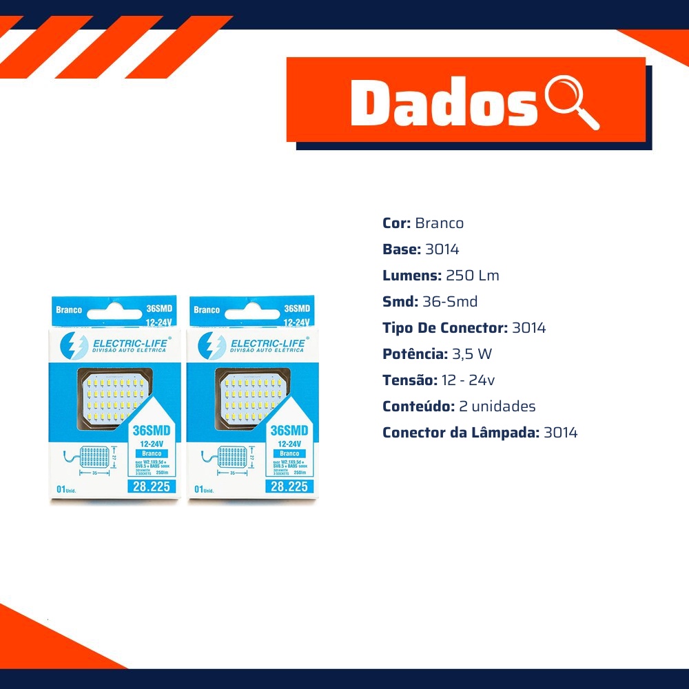 2 Lâmpada Led 3014 - Electric-Life - 28225