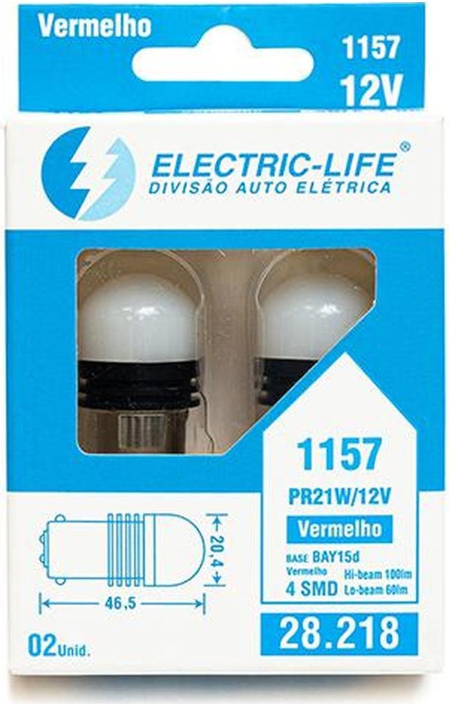 2 Lâmpada Led 1157 - Electric-Life - 28218