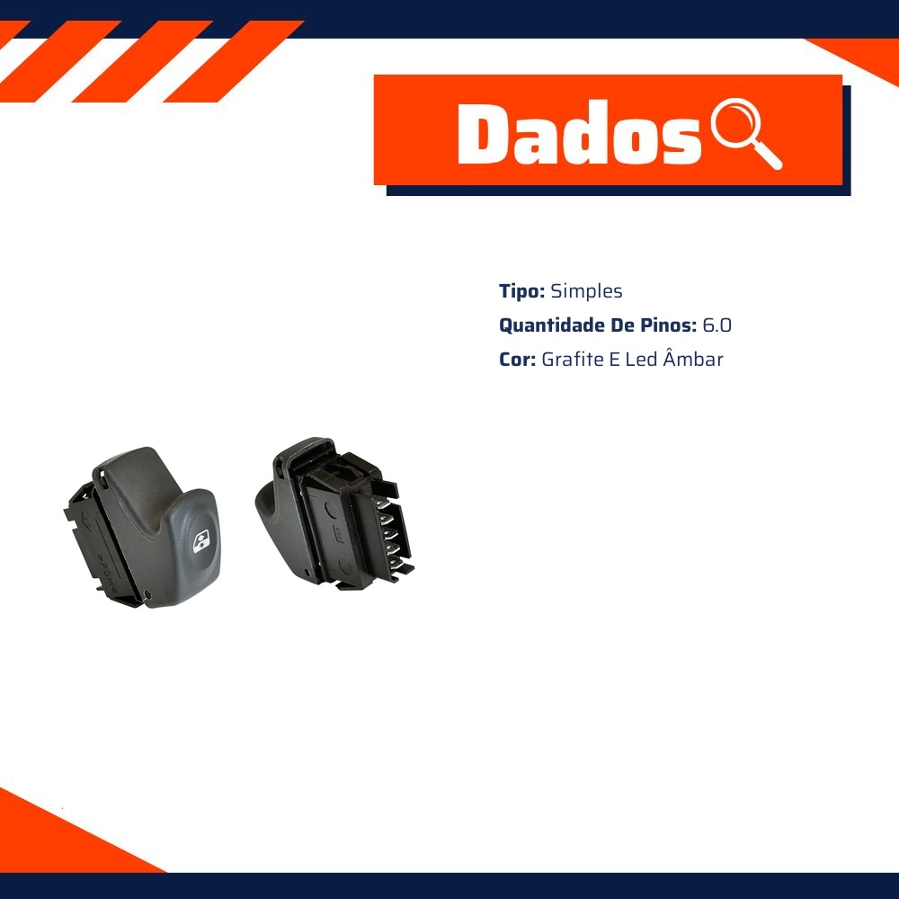Tecla Acionadora do Vidro Elétrico para Renault Megane e Scenic - Micro - 90941