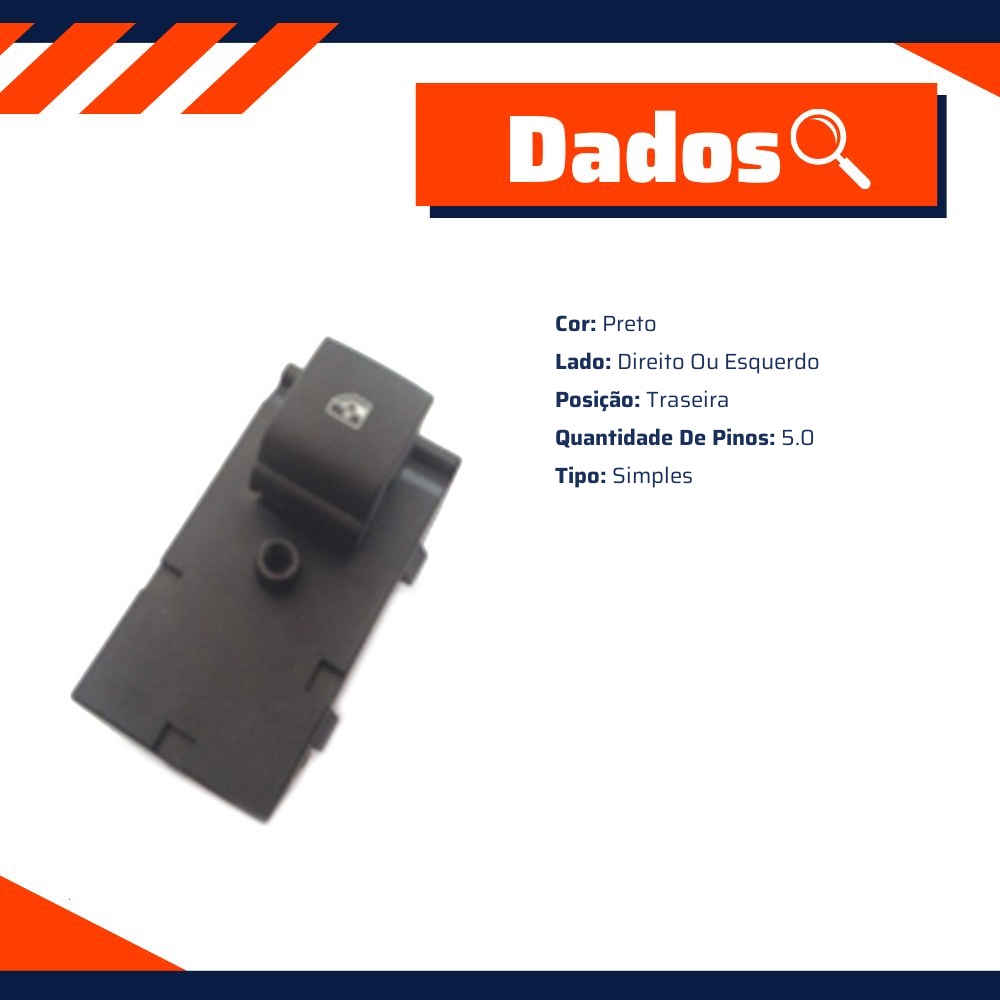 Tecla Acionadora do Vidro Elétrico para Chevrolet Sonic - Micro - 90029