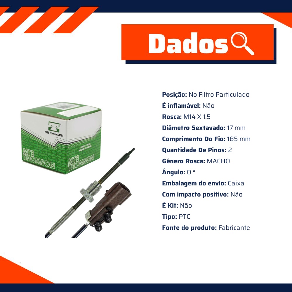 Sensor de Temperatura Dos Gases do Escapamento Egts para Jeep Grand Cherokee - MTE-THOMSON - 96066