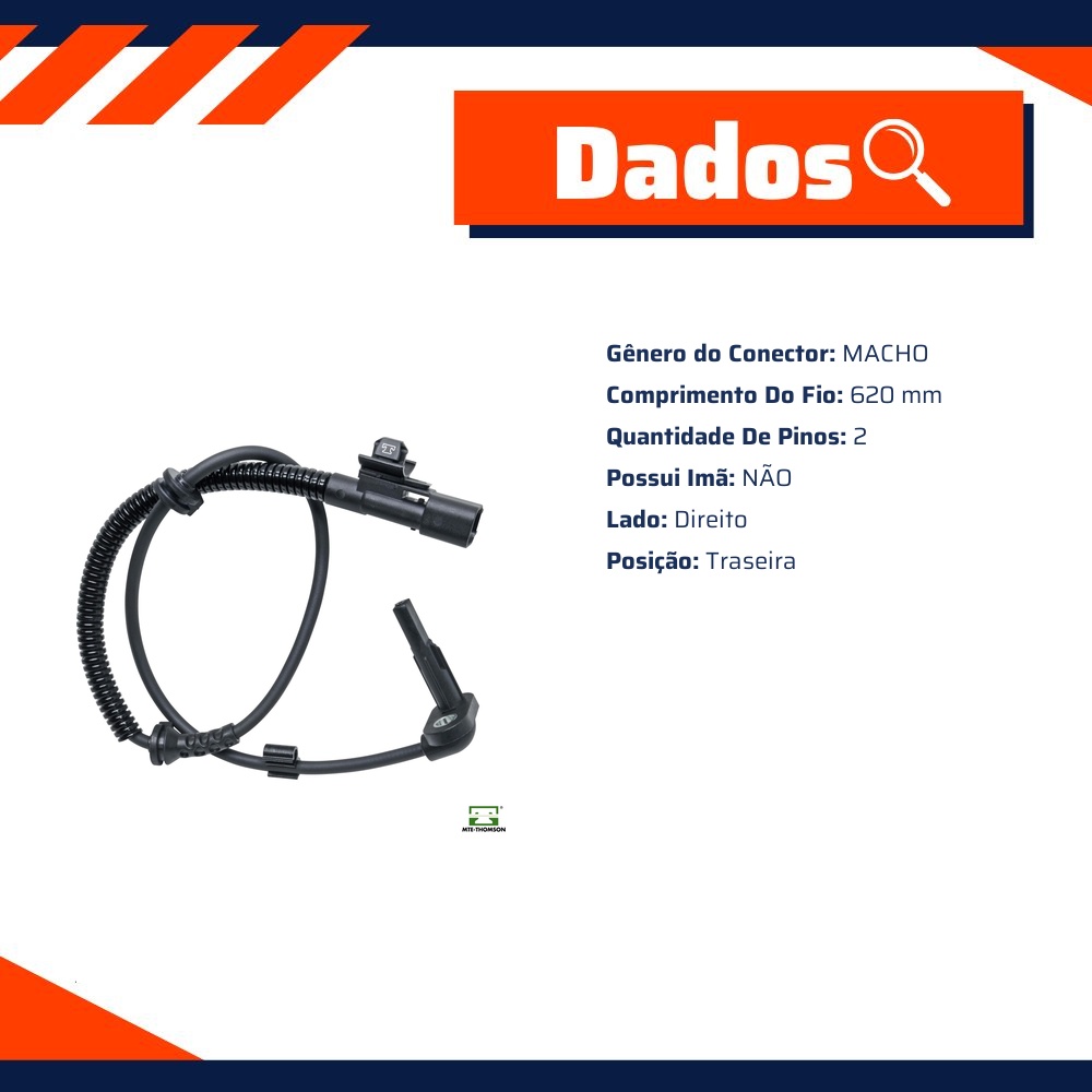 Sensor de Freio ABS Traseiro Direito - MTE - 73366