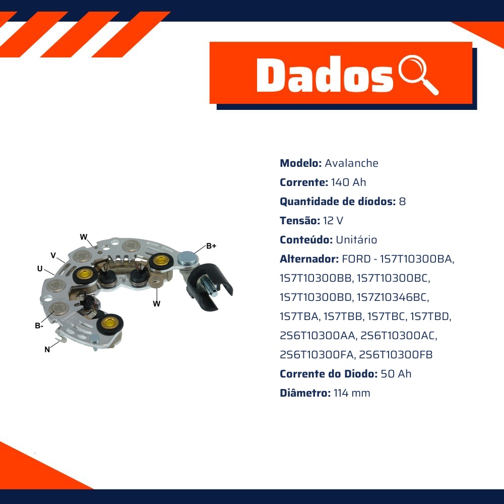 Retificador do Alternador - Gauss - GA1891