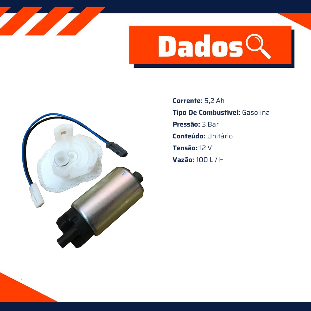 Bomba de Combustível 12V Gasolina para Honda Civic - Gauss - GI3708