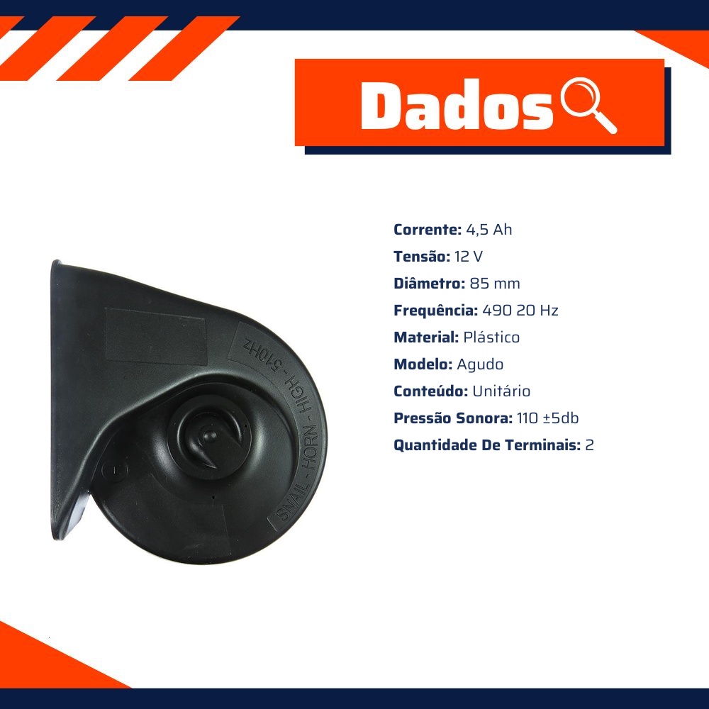 Buzina 12V Agudo para Chevrolet Spin - Gauss - GB1026