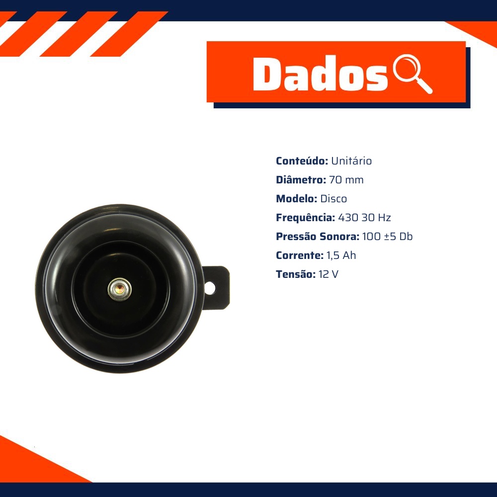 Buzina 12V Disco para Honda CG 150 e XR 200 - Gauss - GM13002