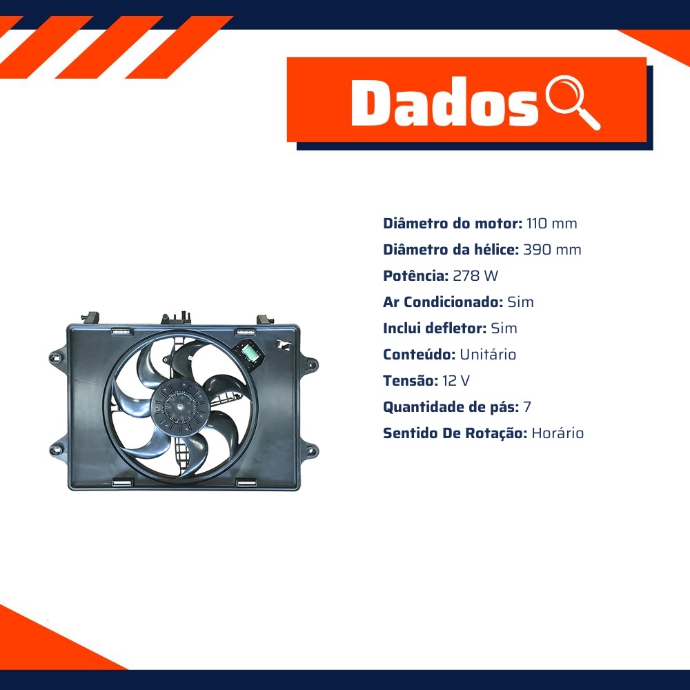Eletroventilador 12V 278W para Fiat Doblo - Gauss - GE1082