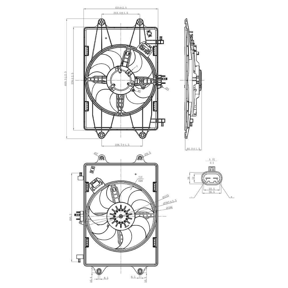 Eletroventilador 12V 278W para Fiat Doblo - Gauss - GE1082