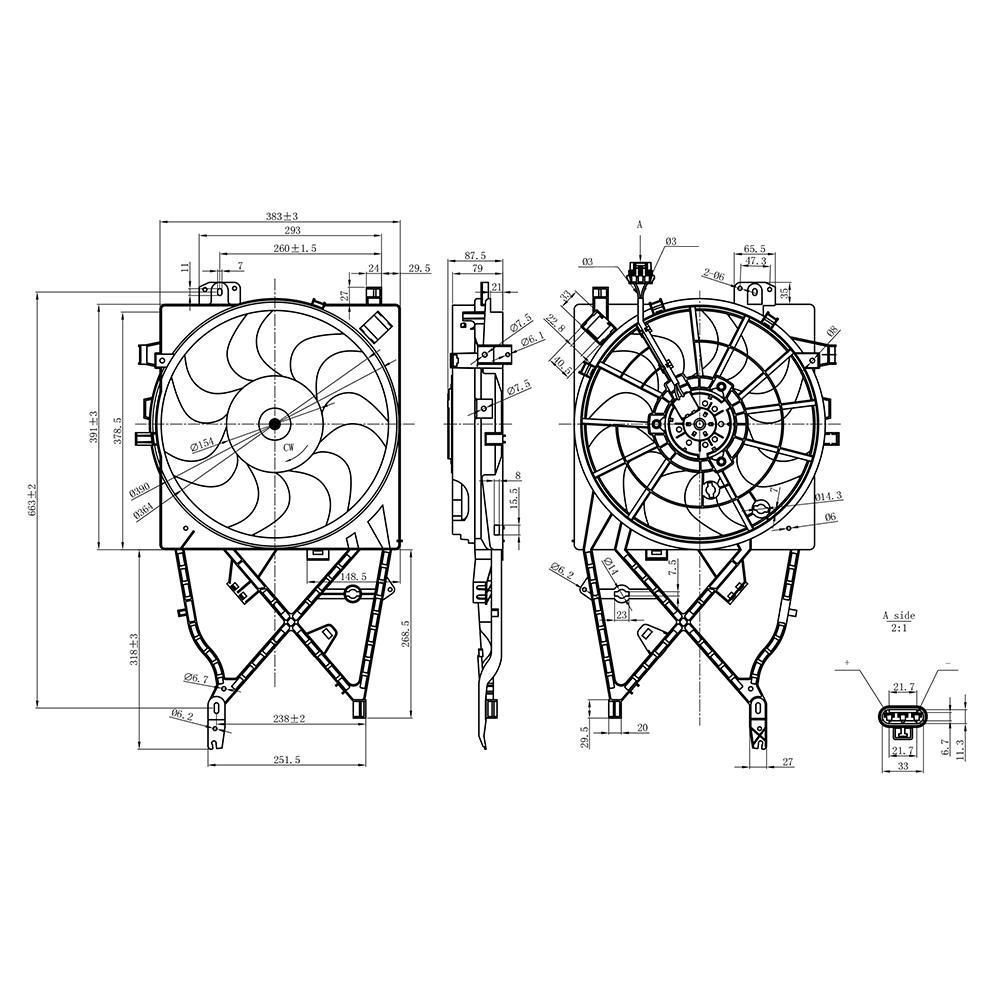 Eletroventilador 12V 216W para Chevrolet Vectra - Gauss - GE1114