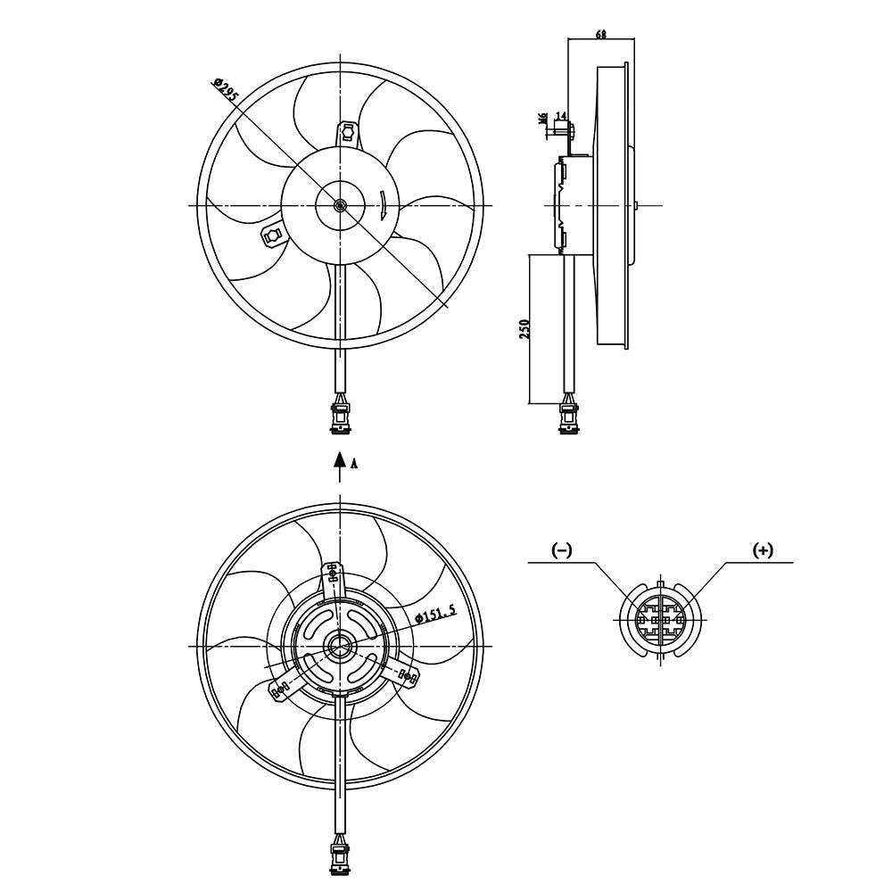 Eletroventilador 12V 110W para Volkswagen Kombi - Gauss - GE1154