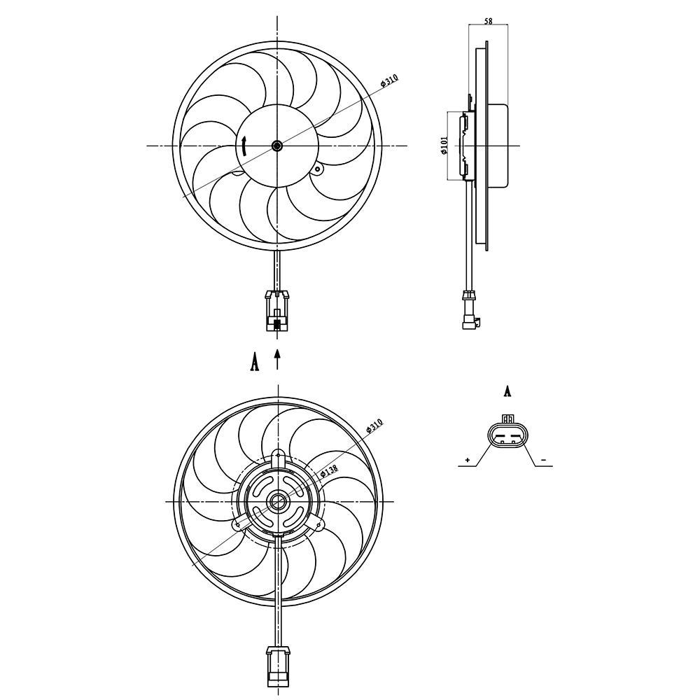 Eletroventilador 12V 162W para Chevrolet Vectra - Gauss - GE1166