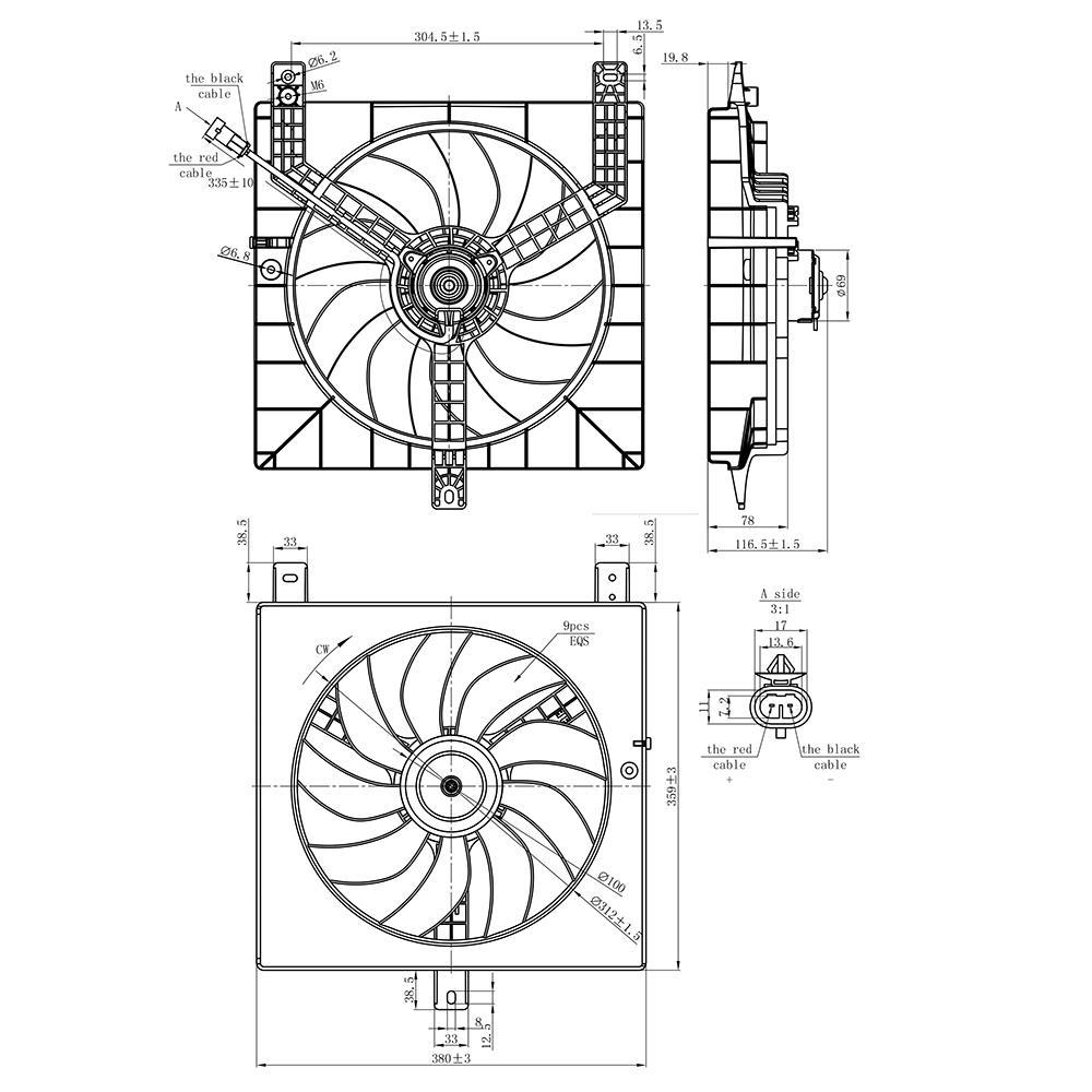 Eletroventilador 12V 84W para Renault Kwid - Gauss - GE1183
