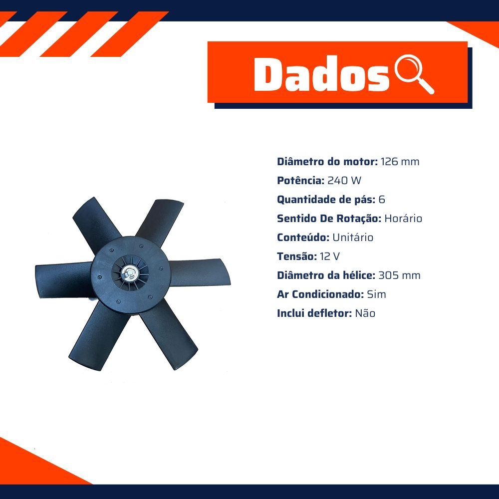 Eletroventilador 12V 240W para Ford Escort e Verona - Gauss - GE1190