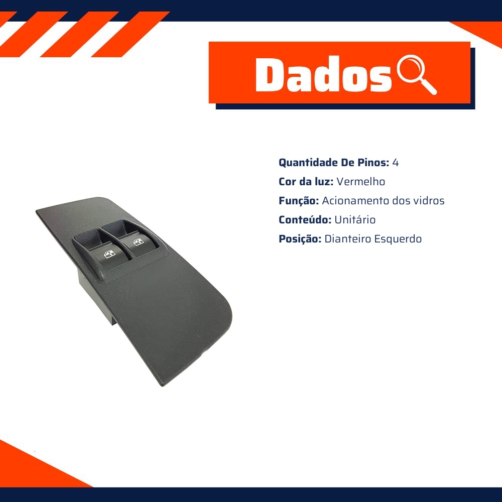 Interruptor para Vidro Elétrico - Gauss - GE2003