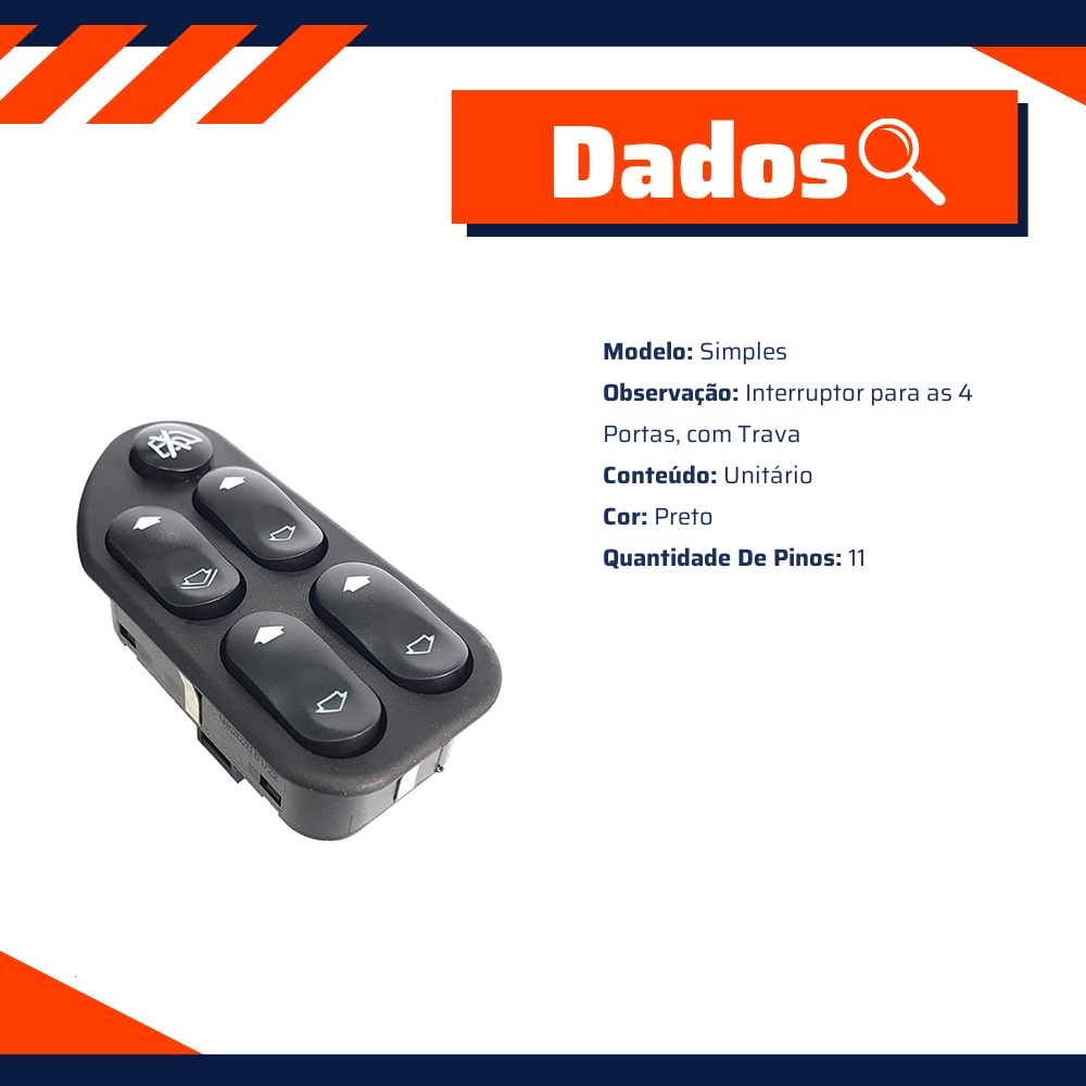 Interruptor para Vidro Elétrico - Gauss - GE2020