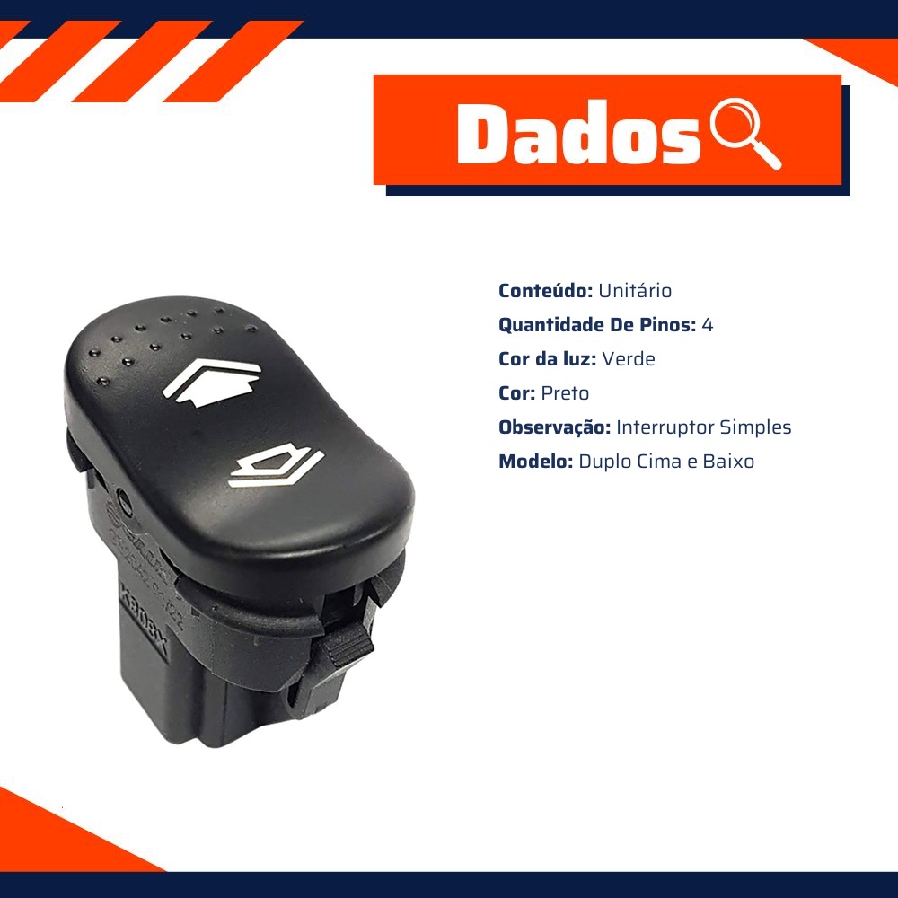Interruptor do Vidro Elétrico para Ford Focus e Focus Sedan - Gauss - GE2042