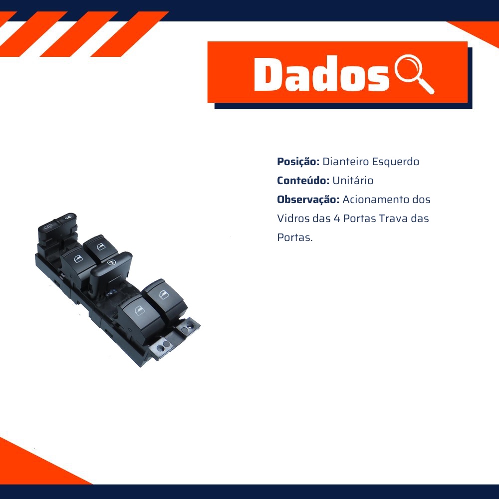 Interruptor para Vidro Elétrico - Gauss - GE2058