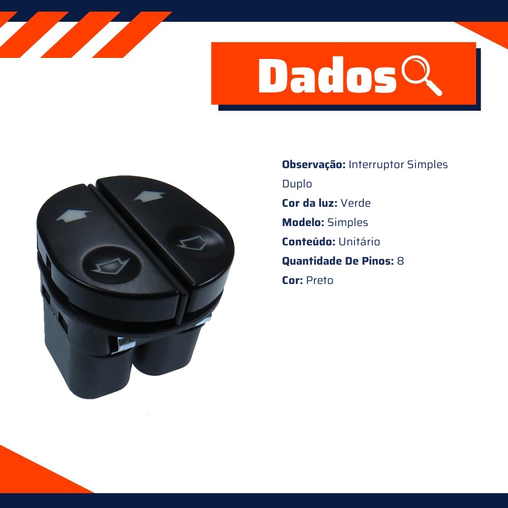 Interruptor para Vidro Elétrico - Gauss - GE2101