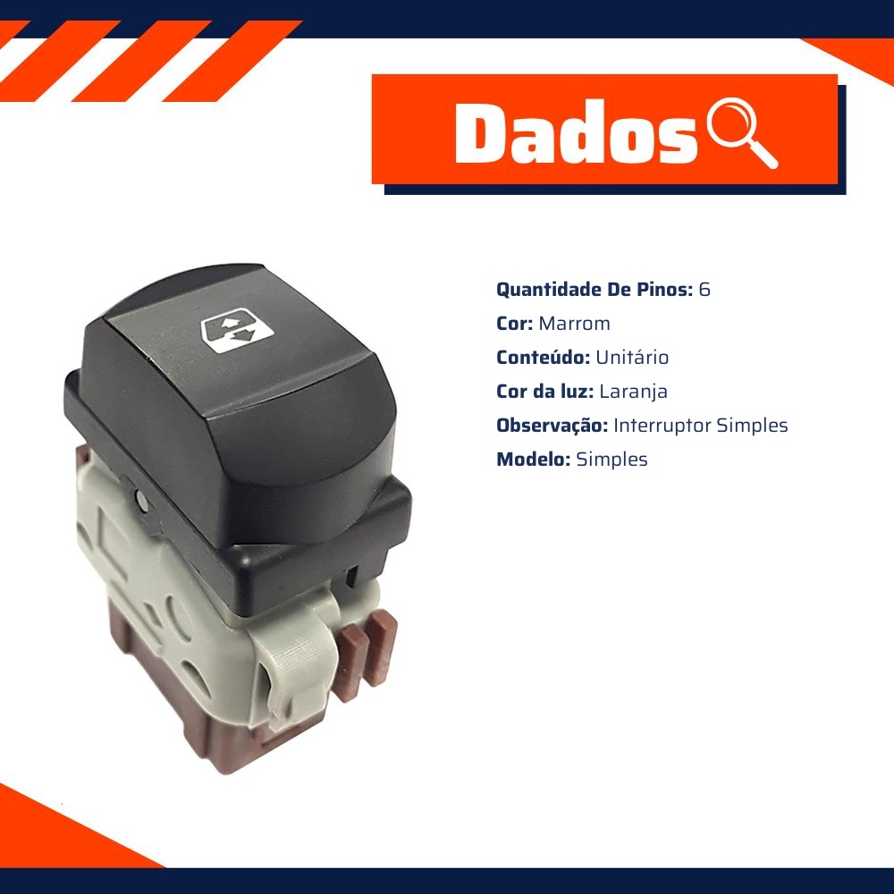 Interruptor Para Vidro Elétrico - Gauss - GE2128