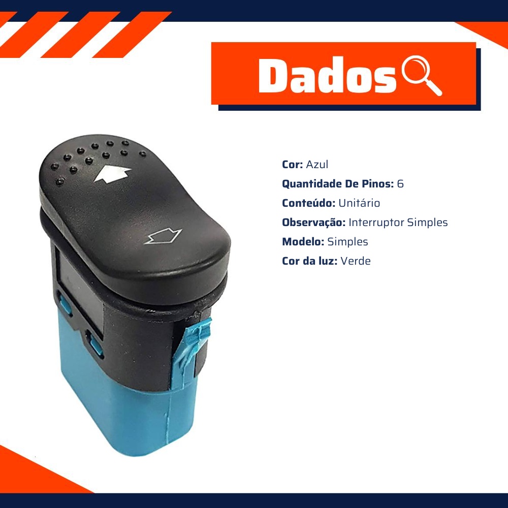 Interruptor do Vidro Elétrico para Ford Focus e Focus Sedan - Gauss - GE2163